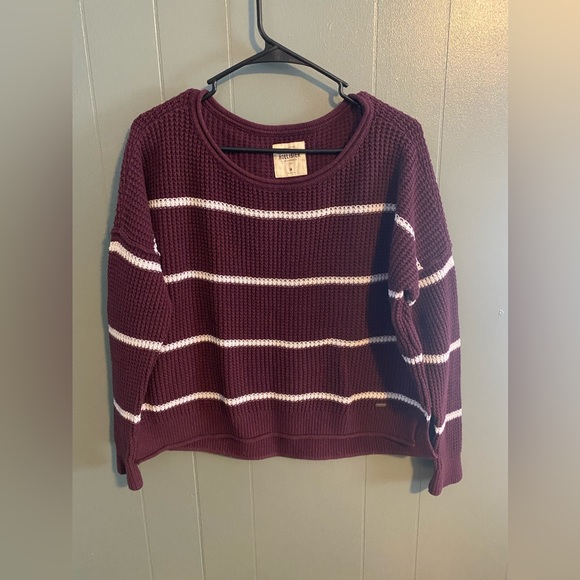 Hollister Sweaters - Hollister Maroon Striped Sweater - Medium